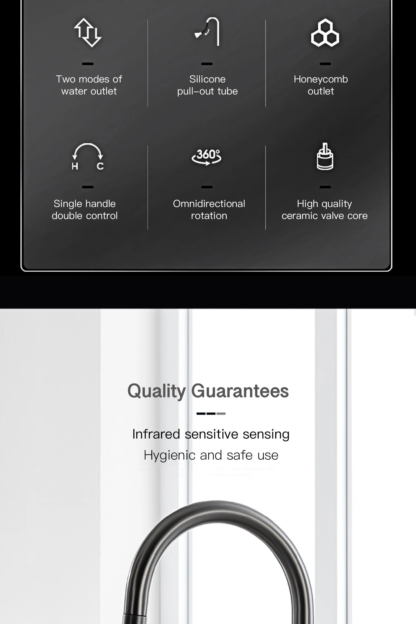 Gun Gray Brass Kitchen Faucet with Digital Display, Sensor, Pull-Out Spray, Hot & Cold Mixer