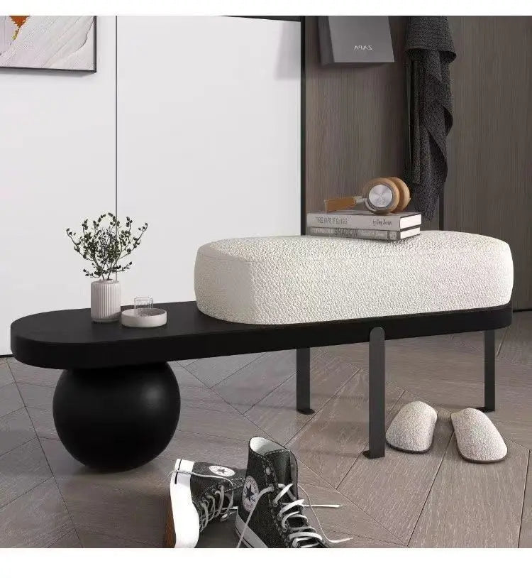 Creative U-shaped Footstool Solid Wood Bench Living Room Furniture Home Door Shoe Changing Stool Entrance Bedroom Bedside Stool
