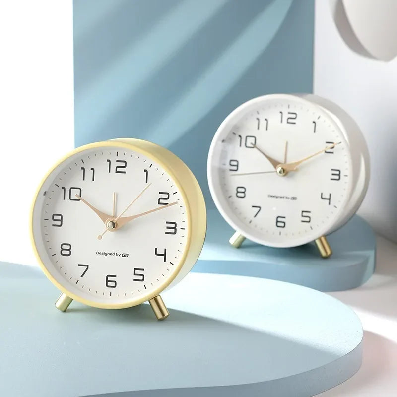 Nordic Light Luxury Household Alarm Clock Students Use A Simple Clock with A Frosted Metal Table Alarm Clock