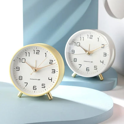 Nordic Light Luxury Household Alarm Clock Students Use A Simple Clock with A Frosted Metal Table Alarm Clock