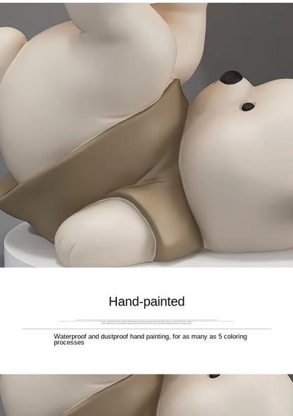 Nordic Bear Statue for Home Decor – Cute Resin Animal Figurine for Living Room, Desk or Entryway