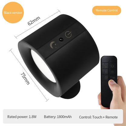 LED Wall Sconce Light – Touch Control, Dual Head, 360° Rotatable, 3-Color Modes, Rechargeable Night Lamp