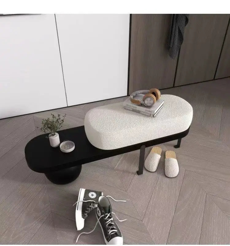 Creative U-shaped Footstool Solid Wood Bench Living Room Furniture Home Door Shoe Changing Stool Entrance Bedroom Bedside Stool