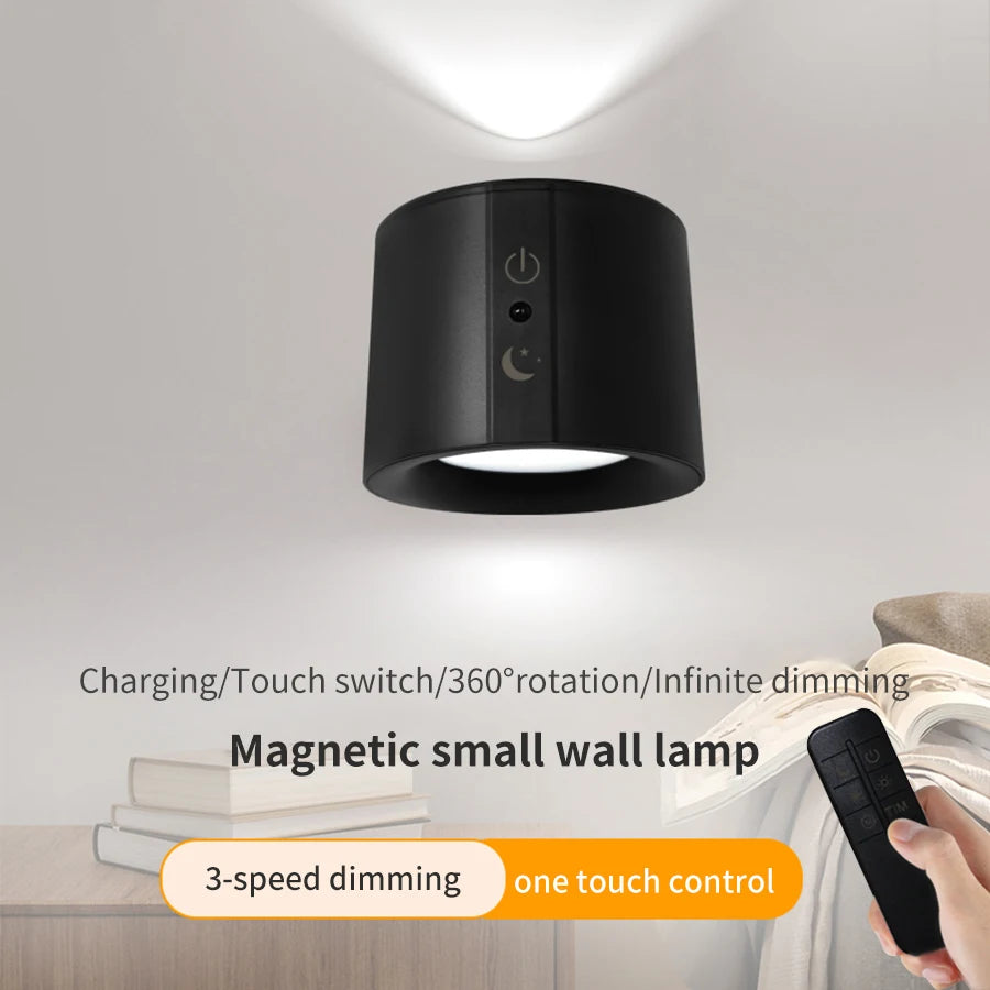 LED Wall Sconce Light – Touch Control, Dual Head, 360° Rotatable, 3-Color Modes, Rechargeable Night Lamp