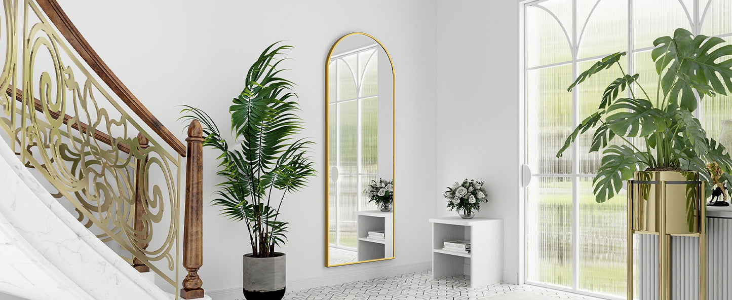 🔍 Arched Full Length Mirror 64"x21" – Aluminum Frame, HD Body Mirror for Bedroom & Living Room