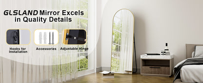 🔍 Arched Full Length Mirror 64"x21" – Aluminum Frame, HD Body Mirror for Bedroom & Living Room